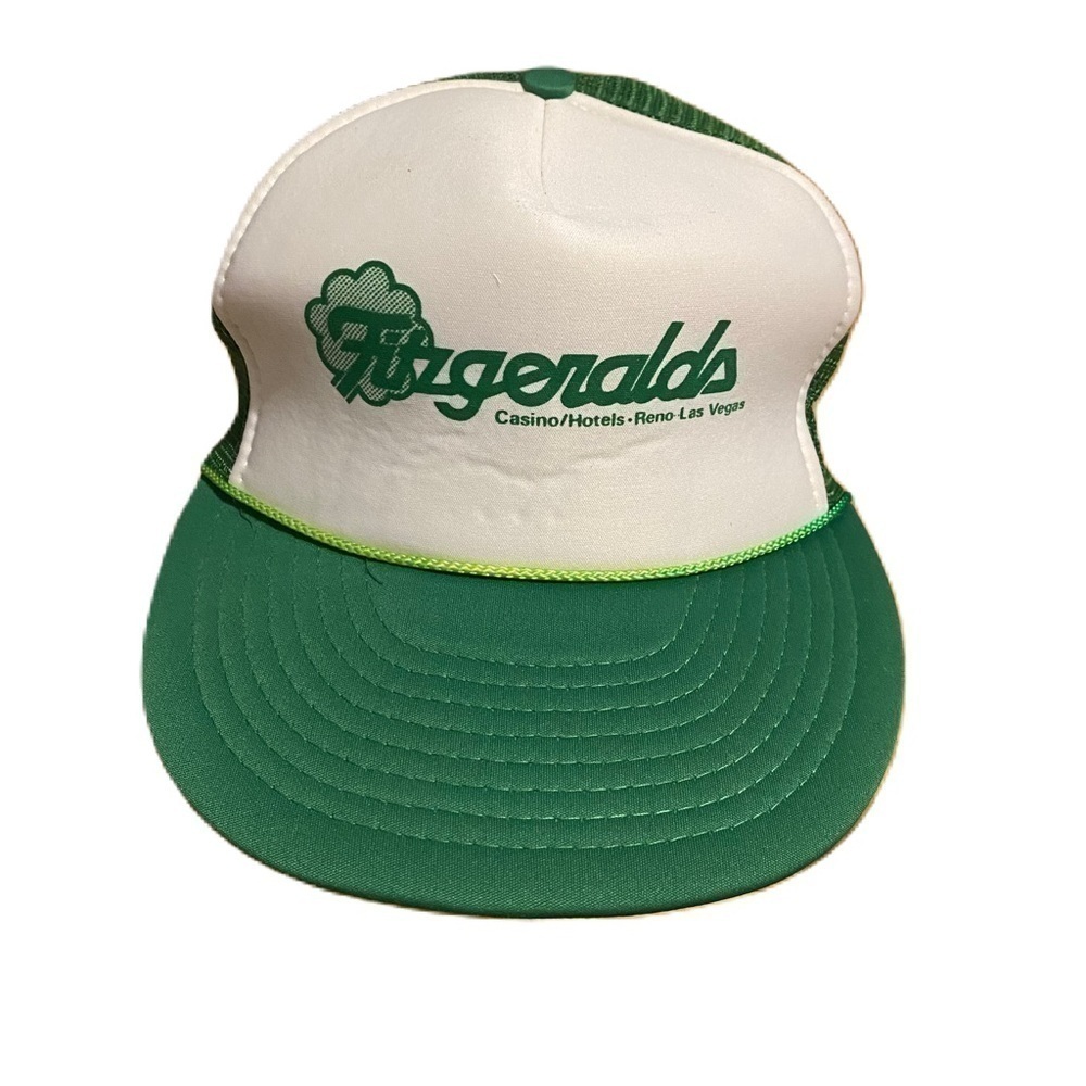 Vintage Fitzgerald’s Casino Trucker Rope Hat Mesh Snap Back Green White